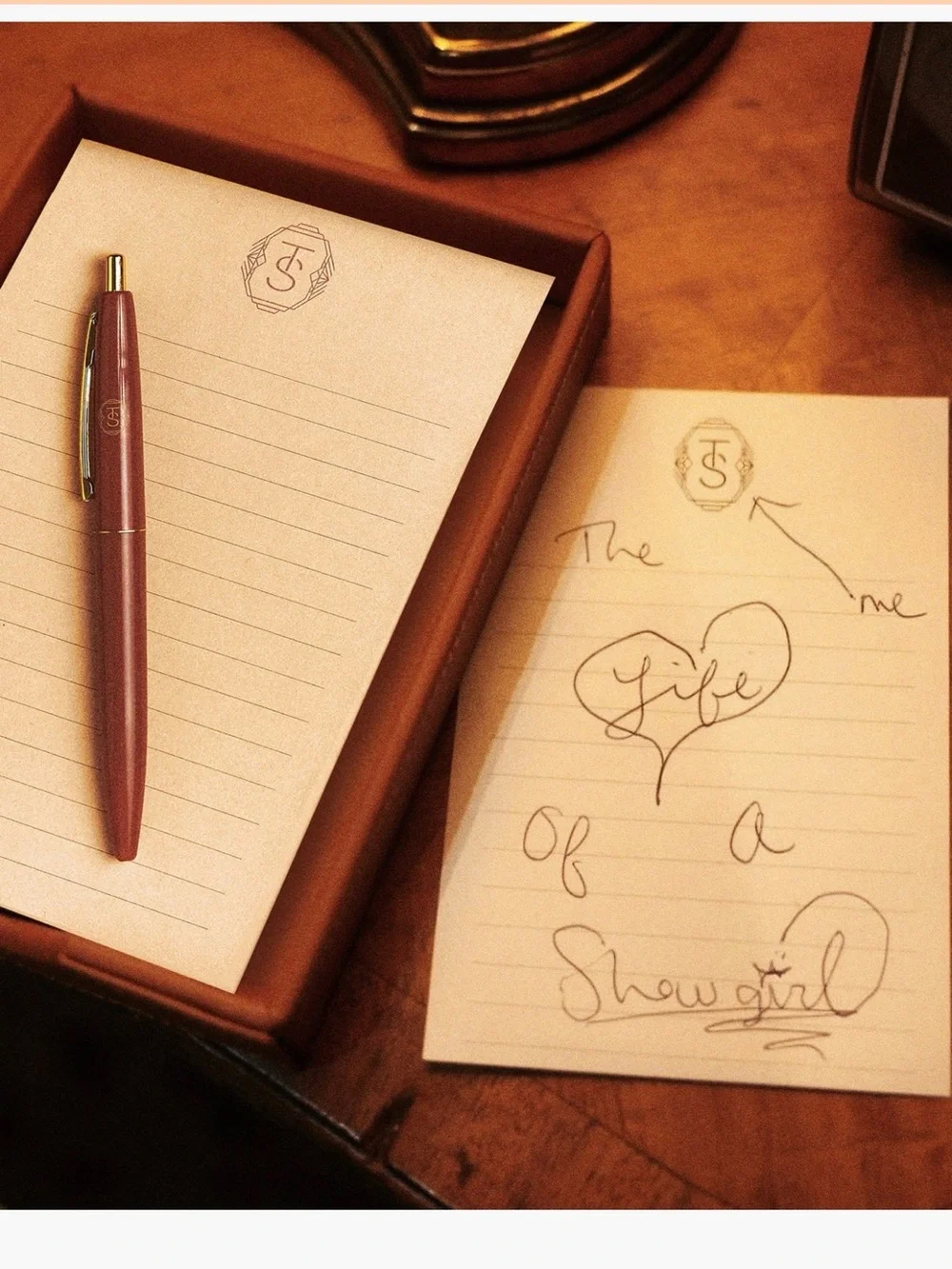 Taylor Swift Rust Brown Notepad and Gold-Accent Pen Set